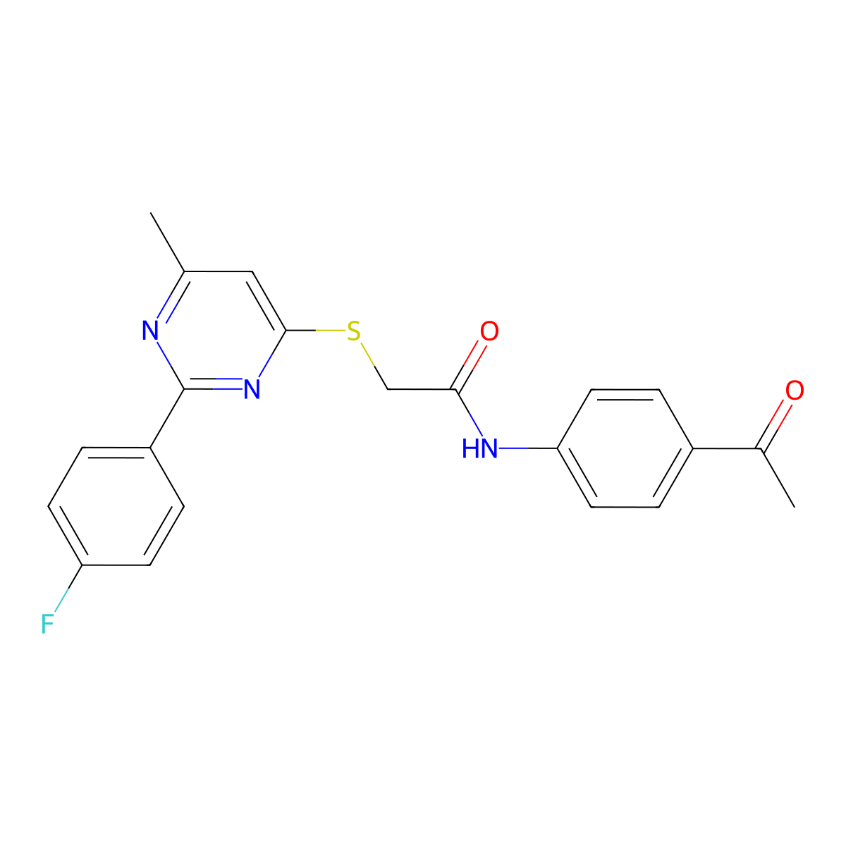 N-(4-acetylphenyl)-2-{[2-(4-fluorophenyl)-6-methylpyrimidin-4-yl]sulfanyl}acetamide molecular structure, CAS 1251597-72-4