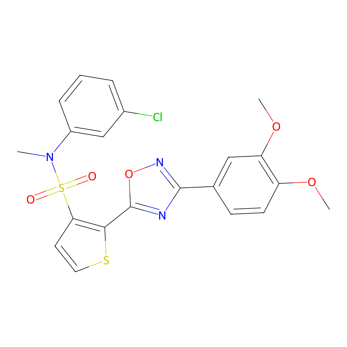 N-(3-chlorophenyl)-2-[3-(3,4-dimethoxyphenyl)-1,2,4-oxadiazol-5-yl]-N-methylthiophene-3-sulfonamide molecular structure, CAS 1251597-76-8