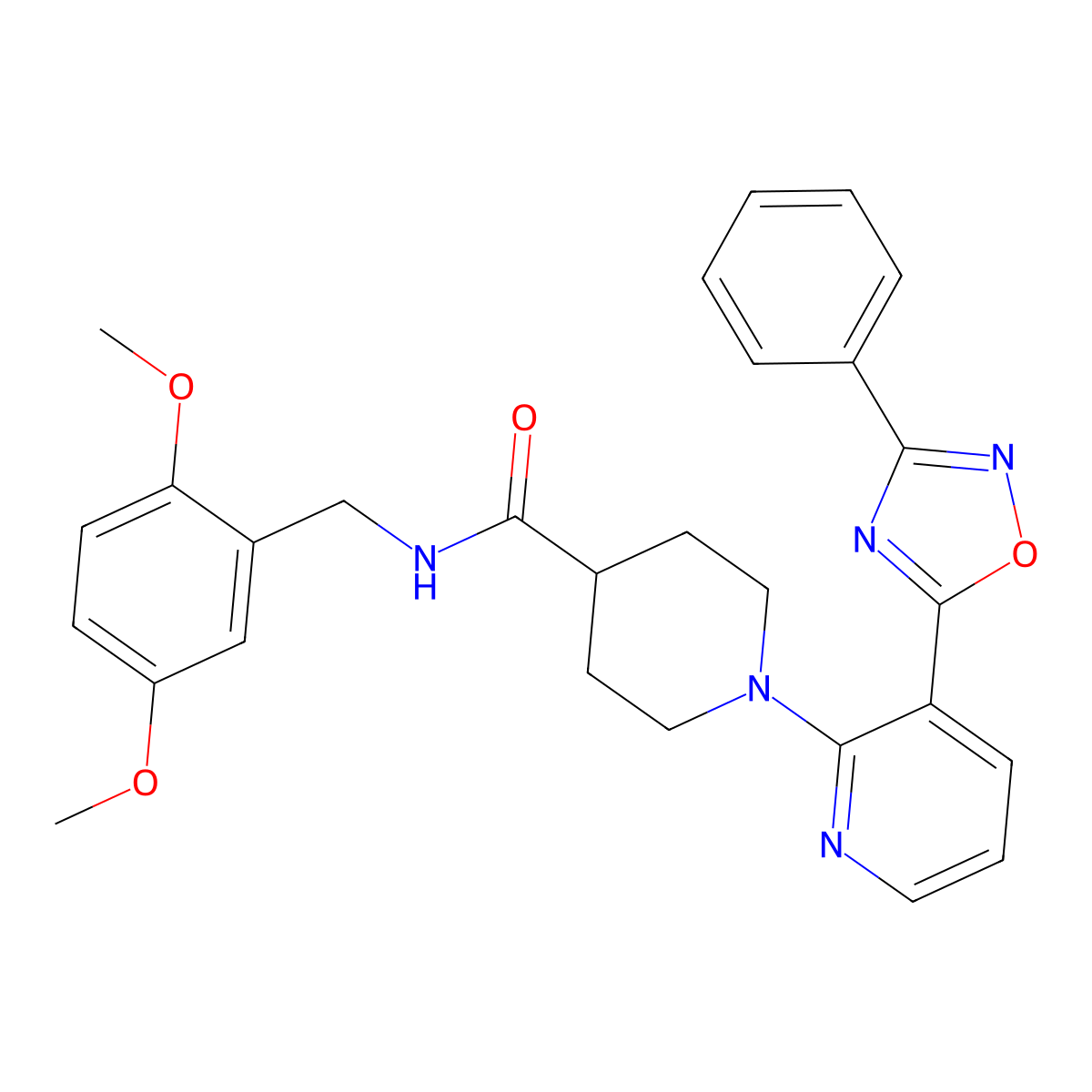 N-[(2,5-Dimethoxyphenyl)methyl]-1-[3-(3-phenyl-1,2,4-oxadiazol-5-YL)pyridin-2-YL]piperidine-4-carboxamide molecular structure, CAS 1251597-77-9