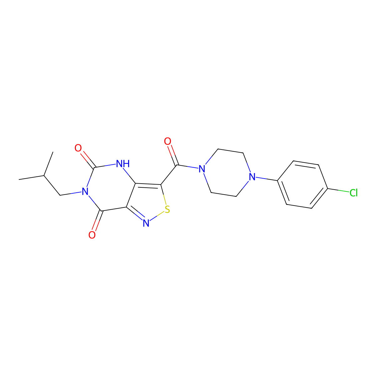 3-{[4-(4-chlorophenyl)piperazino]carbonyl}-6-isobutylisothiazolo[4,3-d]pyrimidine-5,7(4H,6H)-dione molecular structure, CAS 1251597-79-1