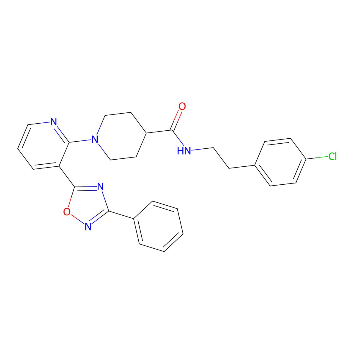 N-[2-(4-chlorophenyl)ethyl]-1-[3-(3-phenyl-1,2,4-oxadiazol-5-yl)pyridin-2-yl]piperidine-4-carboxamide molecular structure, CAS 1251597-81-5
