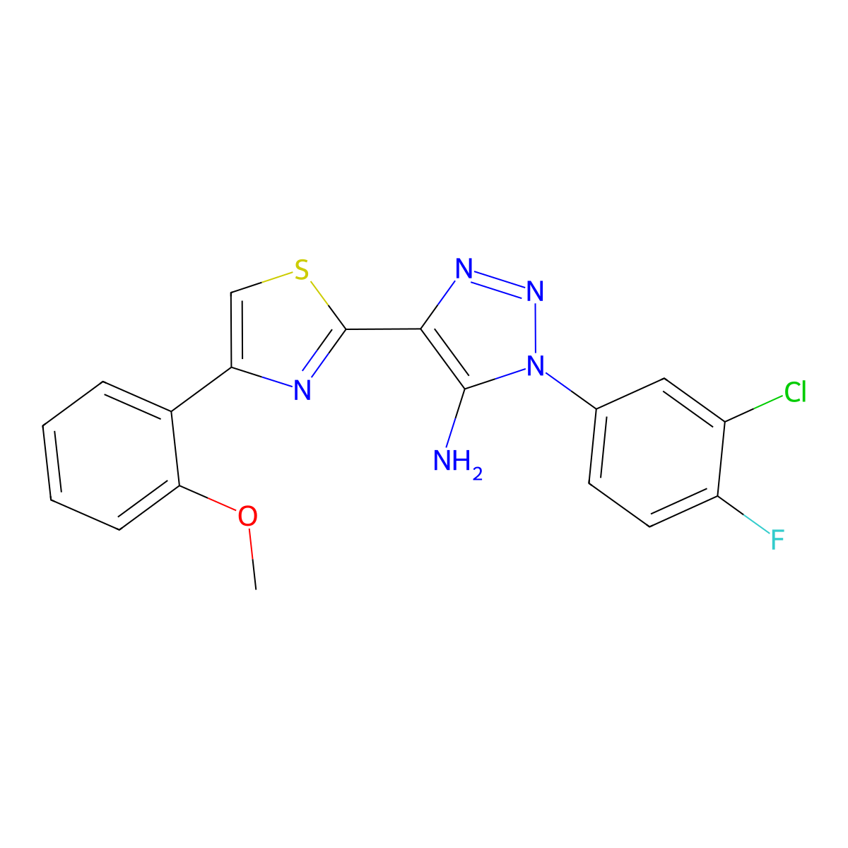 1-(3-chloro-4-fluorophenyl)-4-[4-(2-methoxyphenyl)-1,3-thiazol-2-yl]-1H-1,2,3-triazol-5-amine molecular structure, CAS 1251597-83-7