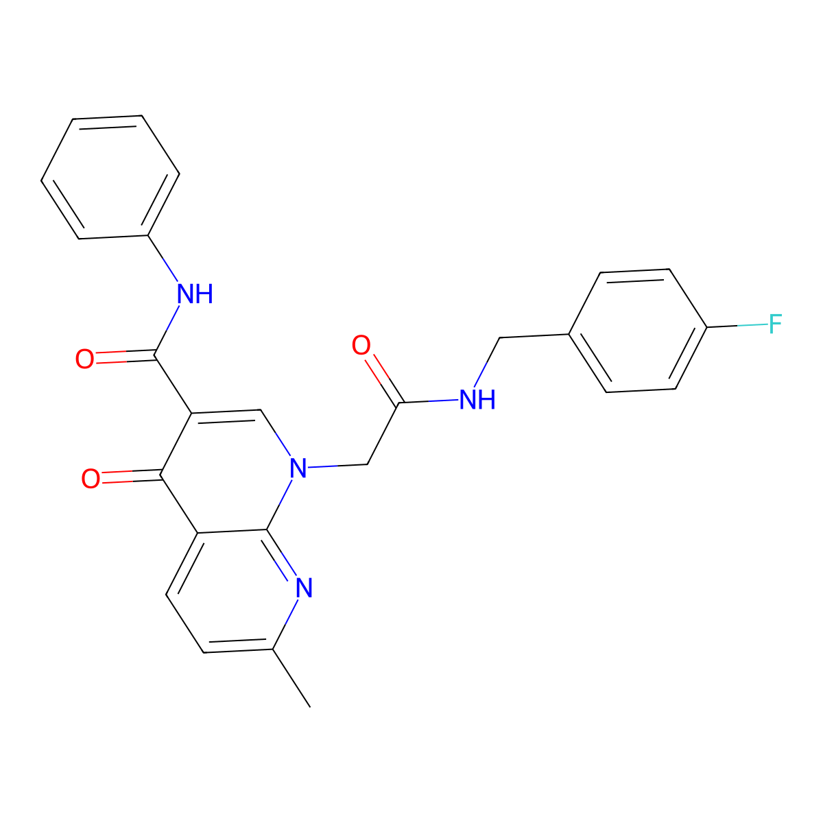 1-(2-((4-fluorobenzyl)amino)-2-oxoethyl)-7-methyl-4-oxo-N-phenyl-1,4-dihydro-1,8-naphthyridine-3-carboxamide molecular structure, CAS 1251597-84-8