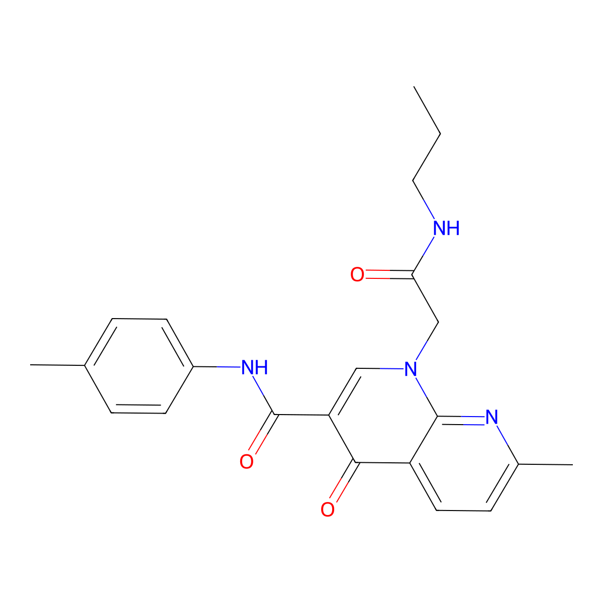 7-methyl-4-oxo-1-(2-oxo-2-(propylamino)ethyl)-N-(p-tolyl)-1,4-dihydro-1,8-naphthyridine-3-carboxamide molecular structure, CAS 1251597-89-3
