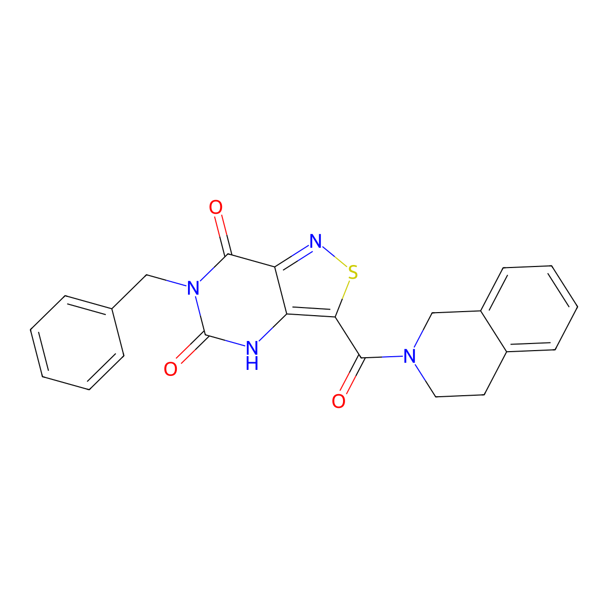 6-benzyl-3-[3,4-dihydro-2(1H)-isoquinolinylcarbonyl]isothiazolo[4,3-d]pyrimidine-5,7(4H,6H)-dione molecular structure, CAS 1251597-92-8