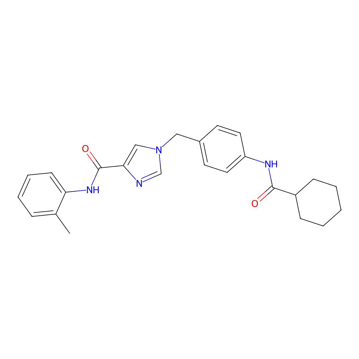1-[(4-cyclohexaneamidophenyl)methyl]-N-(2-methylphenyl)-1H-imidazole-4-carboxamide molecular structure, CAS 1251597-97-3