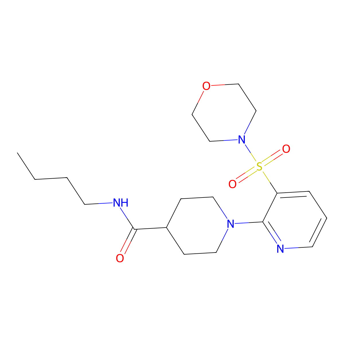 N-butyl-1-(3-(morpholinosulfonyl)pyridin-2-yl)piperidine-4-carboxamide molecular structure, CAS 1251597-98-4