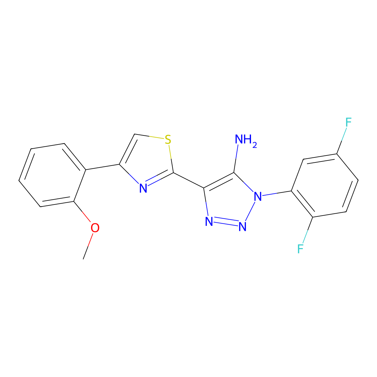 1-(2,5-difluorophenyl)-4-(4-(2-methoxyphenyl)thiazol-2-yl)-1H-1,2,3-triazol-5-amine molecular structure, CAS 1251598-00-1