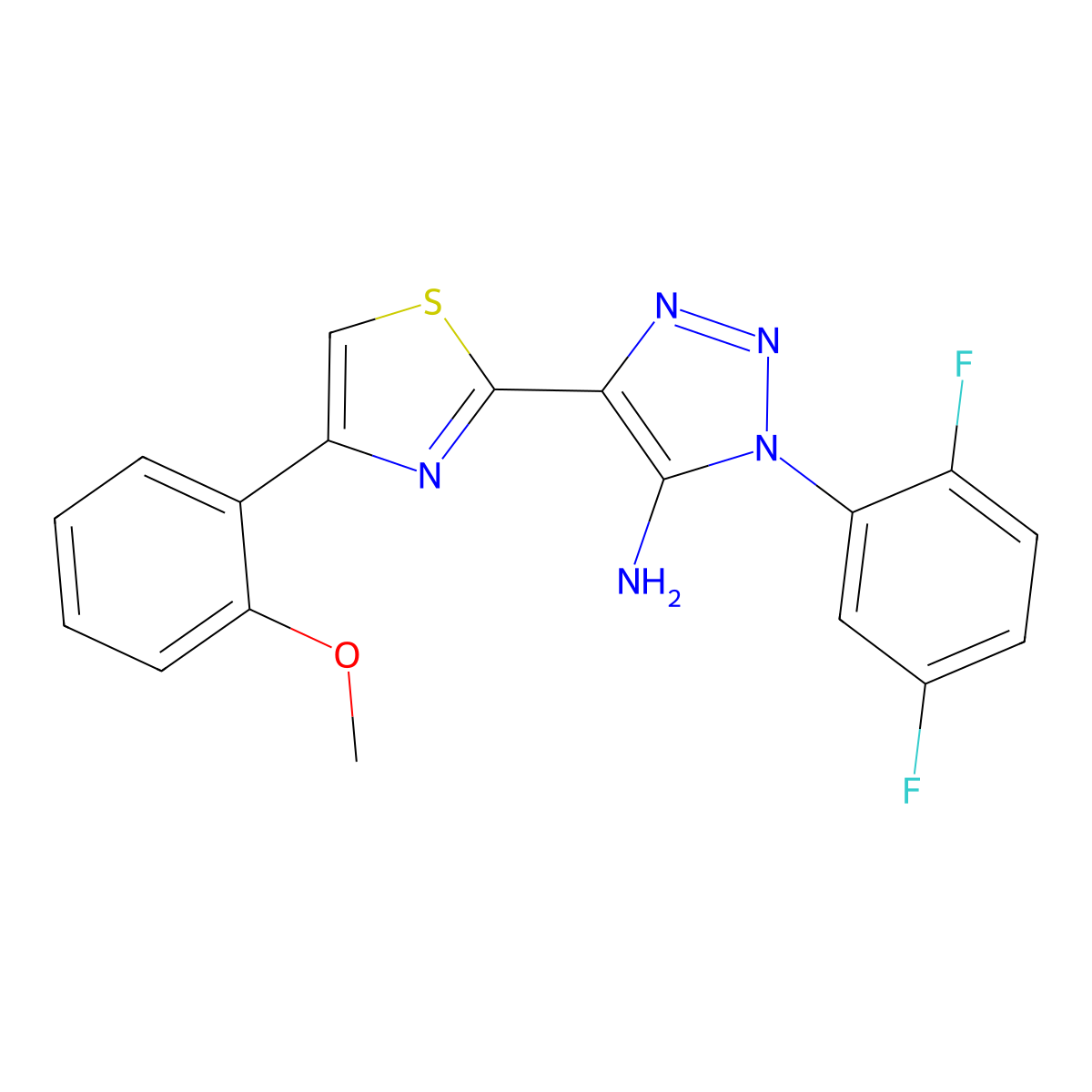 1-(2,5-difluorophenyl)-4-(4-(2-methoxyphenyl)thiazol-2-yl)-1H-1,2,3-triazol-5-amine molecular structure, CAS 1251598-00-1