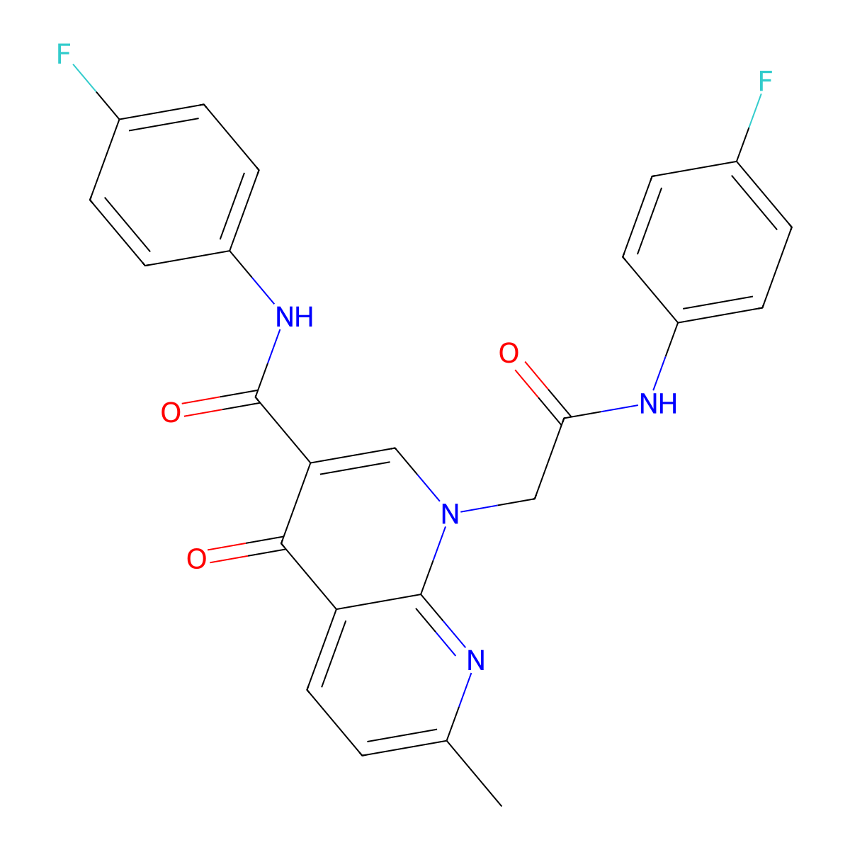 N-(4-fluorophenyl)-1-(2-((4-fluorophenyl)amino)-2-oxoethyl)-7-methyl-4-oxo-1,4-dihydro-1,8-naphthyridine-3-carboxamide molecular structure, CAS 1251598-02-3