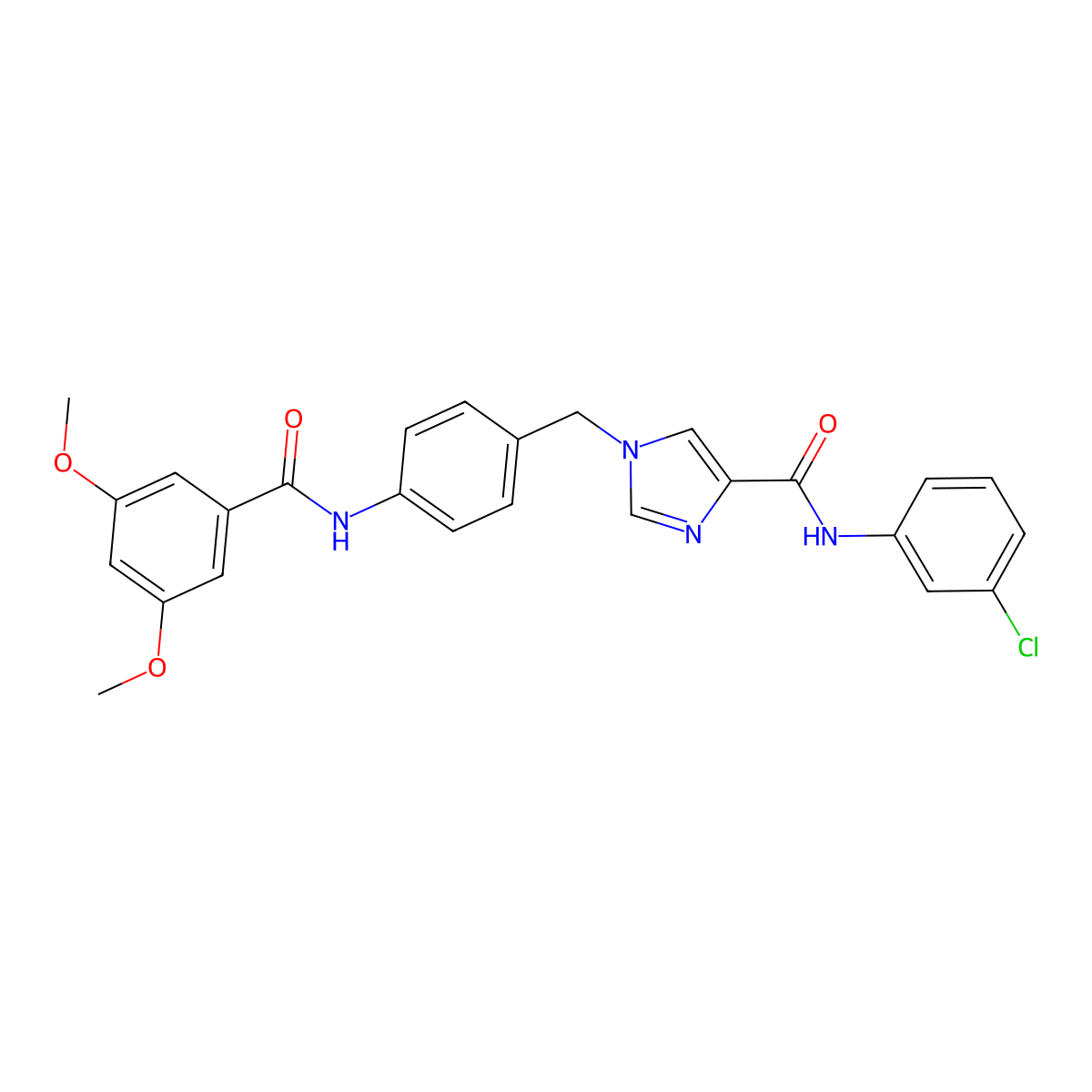 N-(3-chlorophenyl)-1-{[4-(3,5-dimethoxybenzamido)phenyl]methyl}-1H-imidazole-4-carboxamide molecular structure, CAS 1251598-03-4