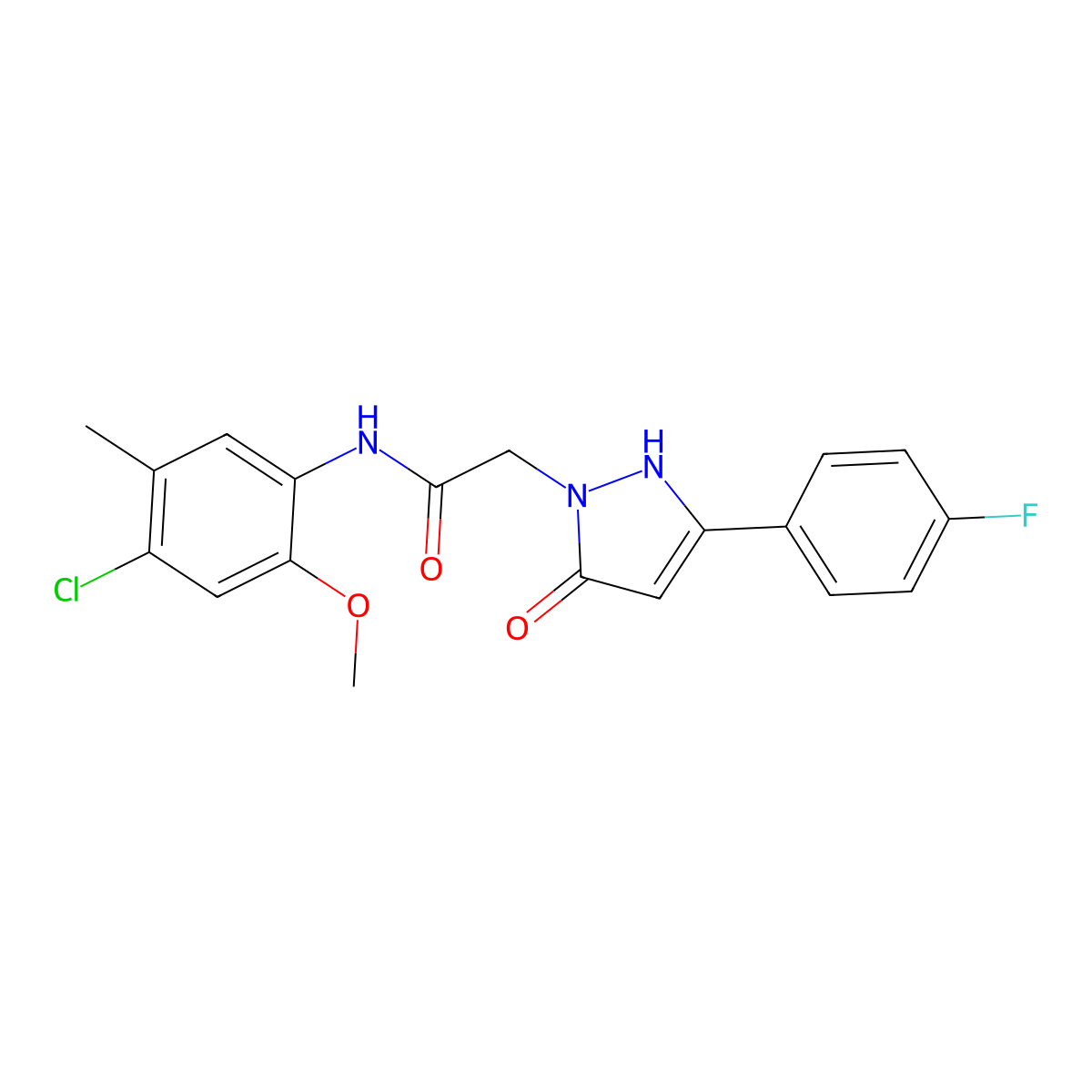 N-(4-chloro-2-methoxy-5-methylphenyl)-2-[3-(4-fluorophenyl)-5-oxo-2,5-dihydro-1H-pyrazol-1-yl]acetamide molecular structure, CAS 1251598-04-5
