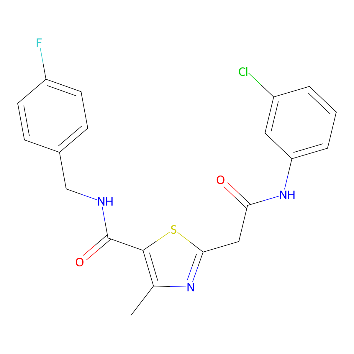 2-[2-(3-chloroanilino)-2-oxoethyl]-N~5~-(4-fluorobenzyl)-4-methyl-1,3-thiazole-5-carboxamide molecular structure, CAS 1251598-05-6