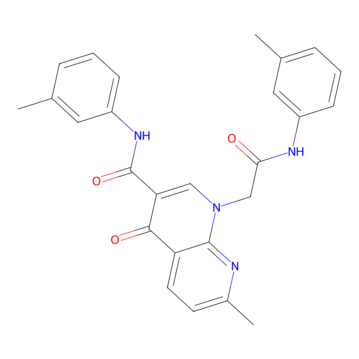 7-methyl-4-oxo-1-(2-oxo-2-(m-tolylamino)ethyl)-N-(m-tolyl)-1,4-dihydro-1,8-naphthyridine-3-carboxamide molecular structure, CAS 1251598-07-8