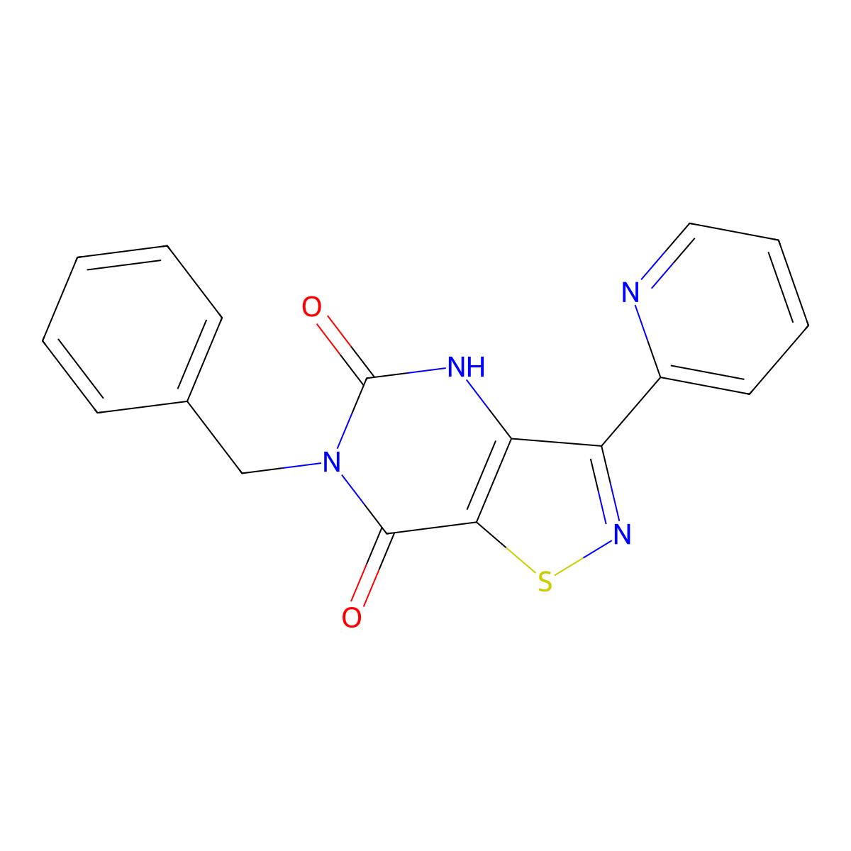 6-benzyl-3-(pyridin-2-yl)[1,2]thiazolo[4,5-d]pyrimidine-5,7(4H,6H)-dione molecular structure, CAS 1251598-13-6