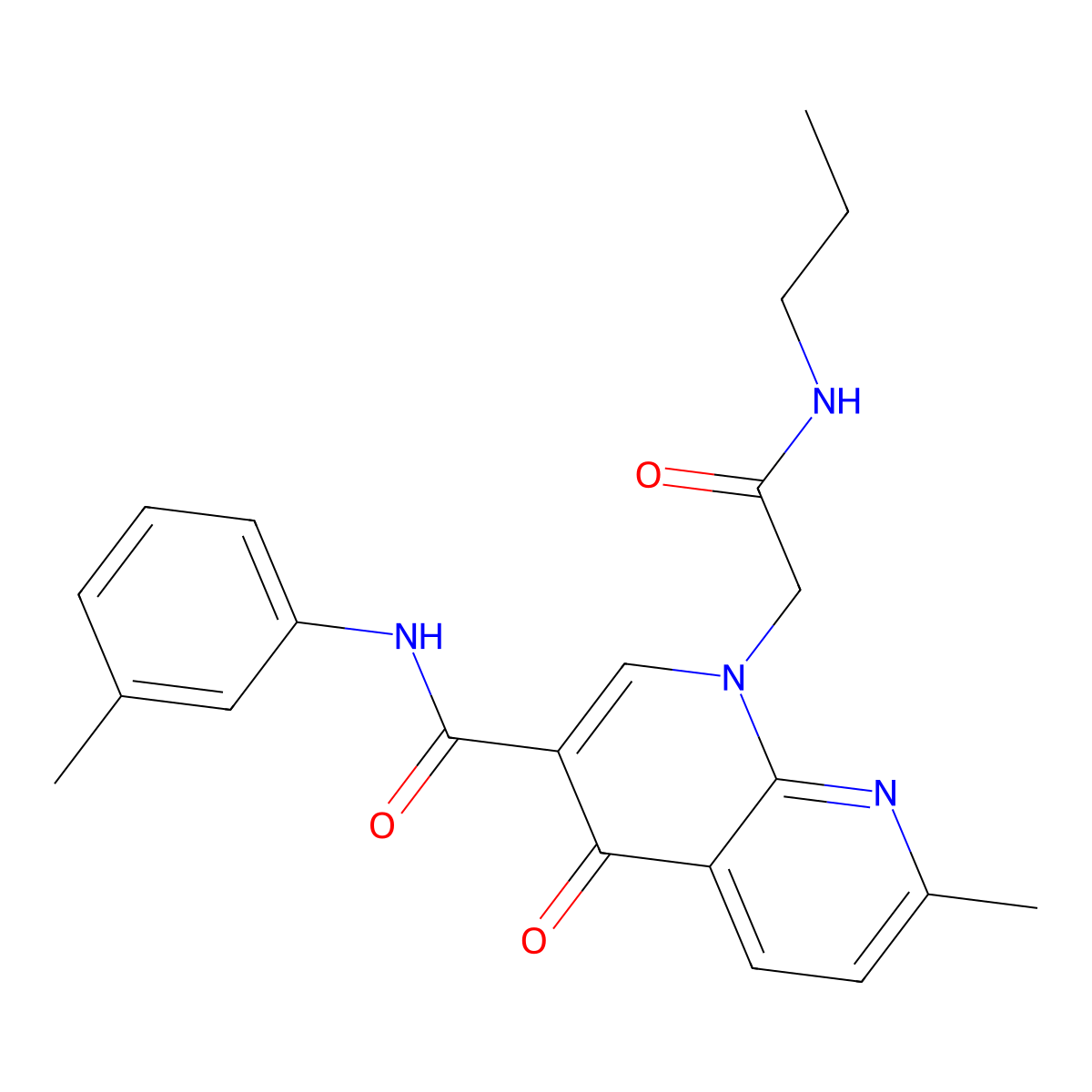 7-methyl-4-oxo-1-(2-oxo-2-(propylamino)ethyl)-N-(m-tolyl)-1,4-dihydro-1,8-naphthyridine-3-carboxamide molecular structure, CAS 1251598-15-8