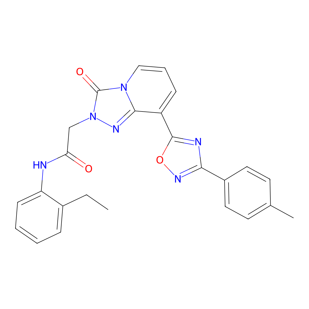 N-(2-ethylphenyl)-2-{8-[3-(4-methylphenyl)-1,2,4-oxadiazol-5-yl]-3-oxo-2H,3H-[1,2,4]triazolo[4,3-a]pyridin-2-yl}acetamide molecular structure, CAS 1251598-26-1