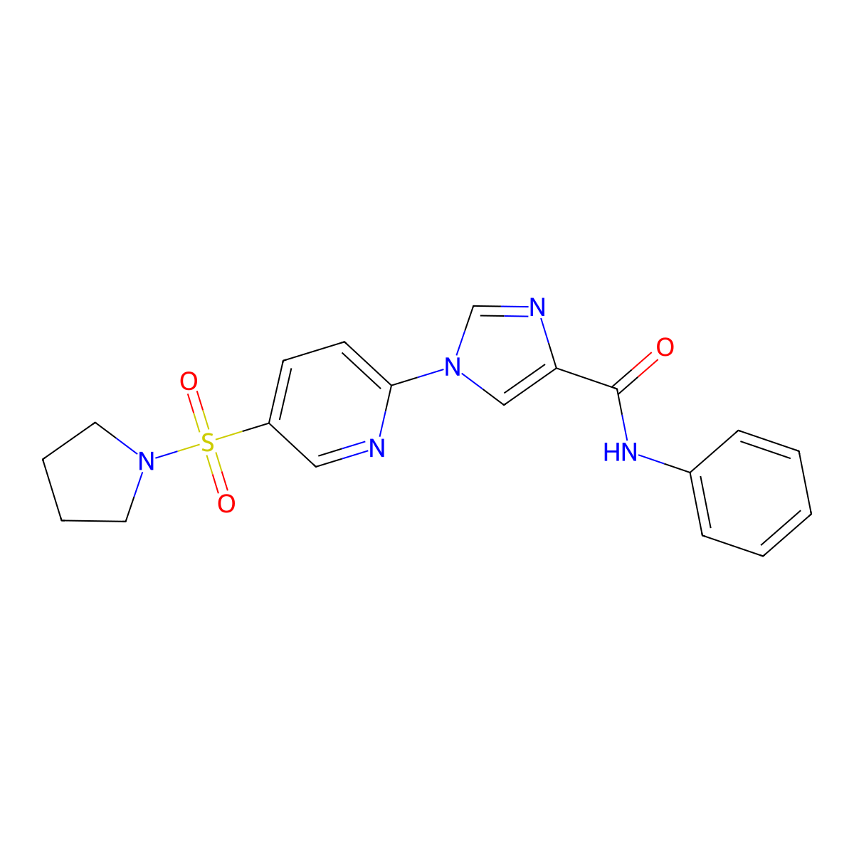 N-phenyl-1-(5-(pyrrolidin-1-ylsulfonyl)pyridin-2-yl)-1H-imidazole-4-carboxamide molecular structure, CAS 1251598-27-2
