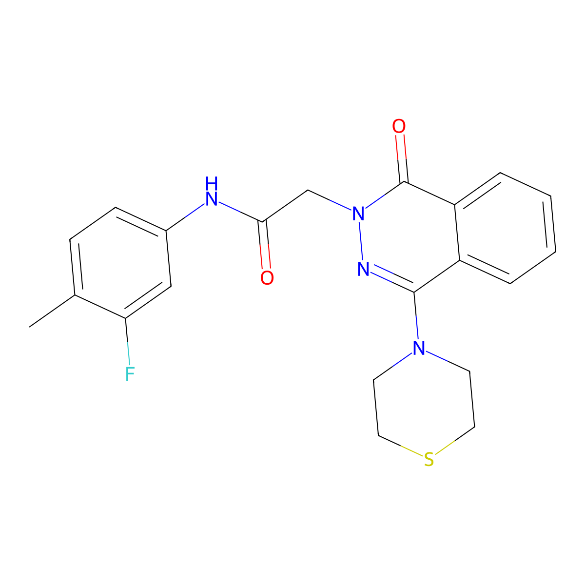 N-(3-fluoro-4-methylphenyl)-2-(1-oxo-4-thiomorpholinophthalazin-2(1H)-yl)acetamide molecular structure, CAS 1251598-35-2