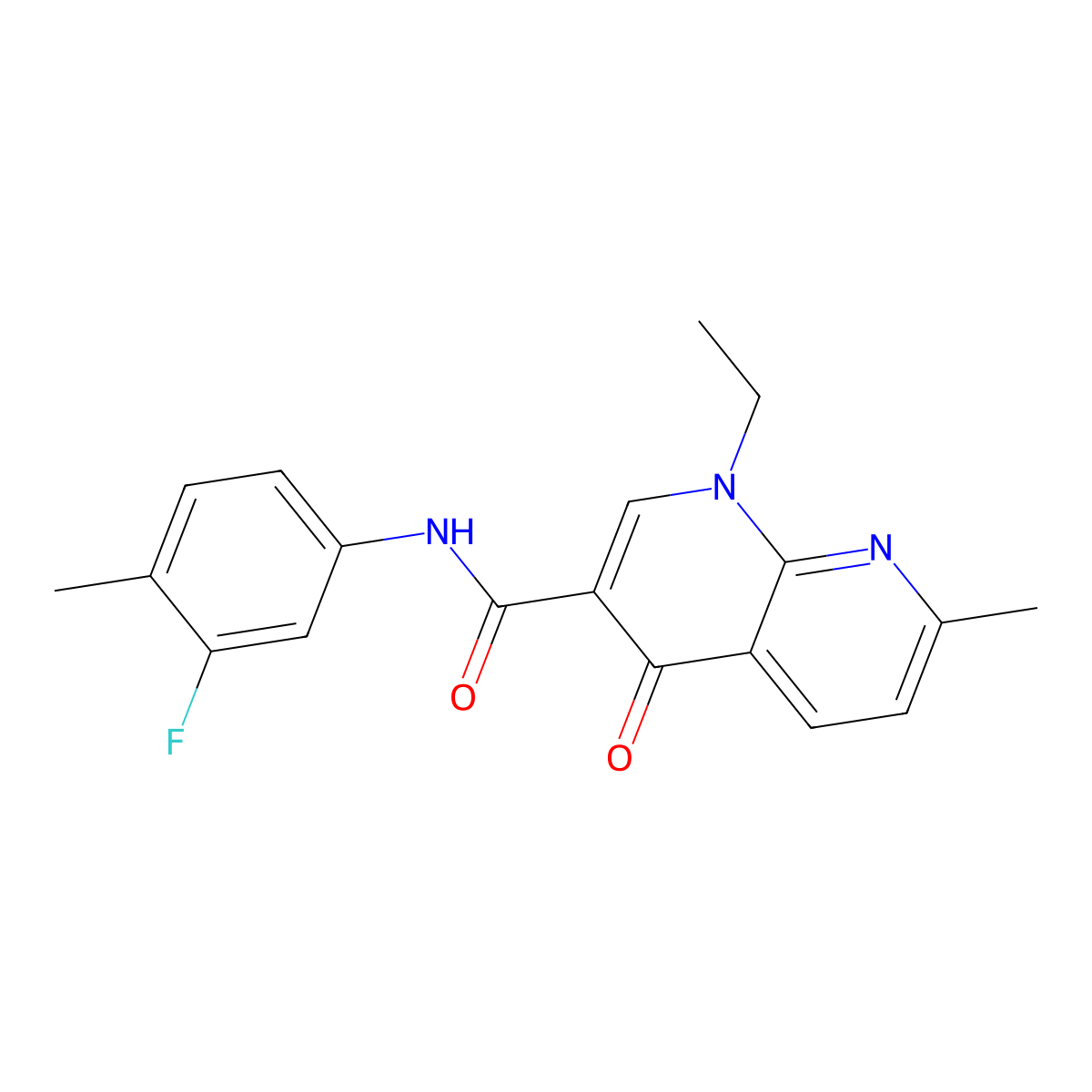 1-ethyl-N-(3-fluoro-4-methylphenyl)-7-methyl-4-oxo-1,4-dihydro-1,8-naphthyridine-3-carboxamide molecular structure, CAS 1251598-36-3