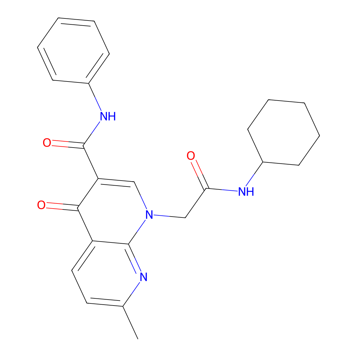 1-[(cyclohexylcarbamoyl)methyl]-7-methyl-4-oxo-N-phenyl-1,4-dihydro-1,8-naphthyridine-3-carboxamide molecular structure, CAS 1251598-37-4