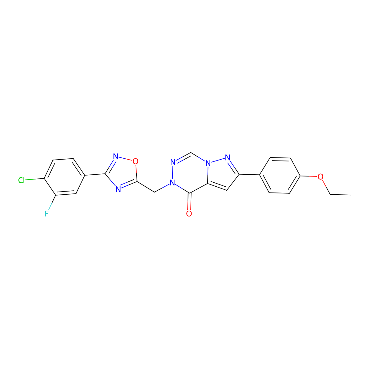 5-{[3-(4-chloro-3-fluorophenyl)-1,2,4-oxadiazol-5-yl]methyl}-2-(4-ethoxyphenyl)-4H,5H-pyrazolo[1,5-d][1,2,4]triazin-4-one molecular structure, CAS 1251598-42-1