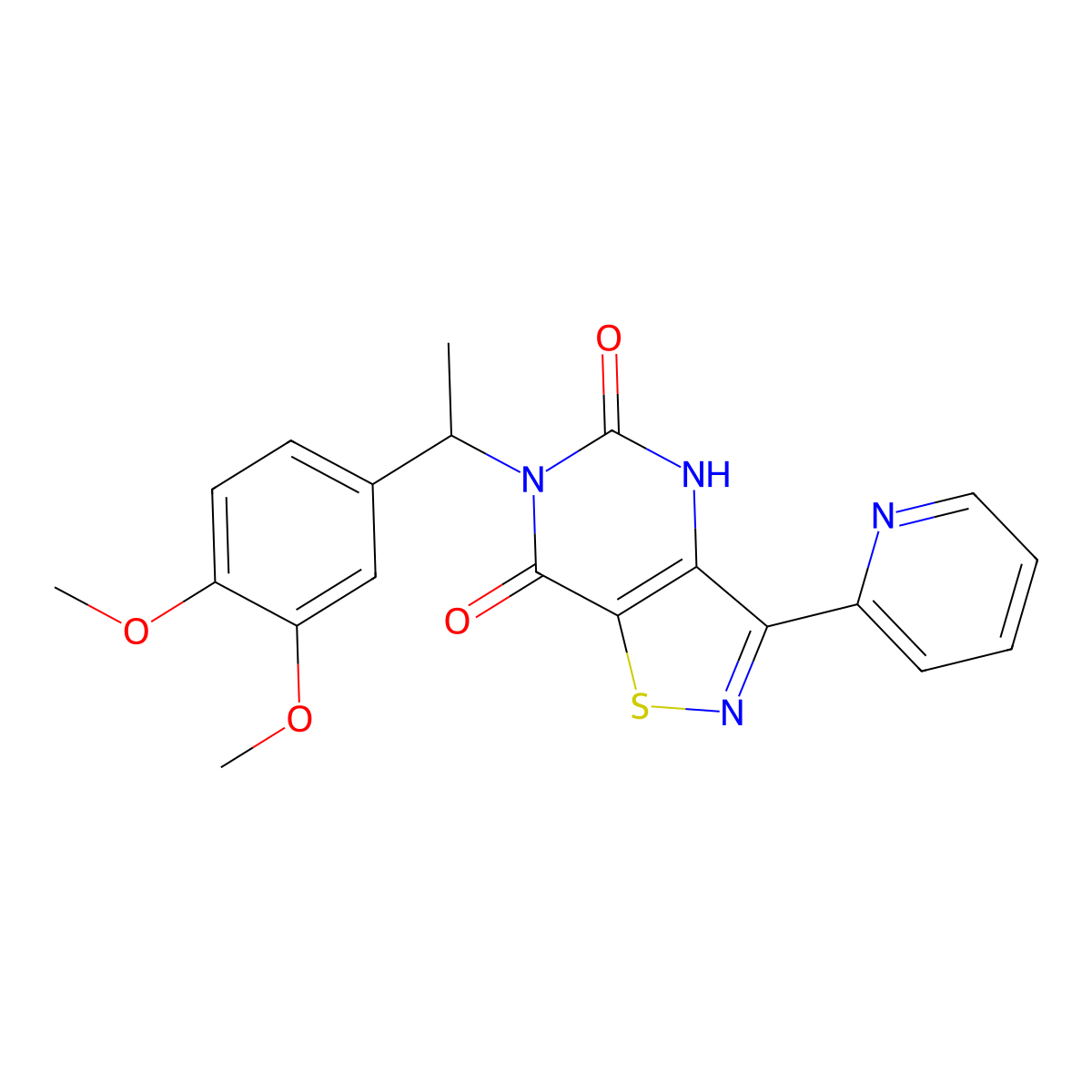 6-[1-(3,4-dimethoxyphenyl)ethyl]-3-(pyridin-2-yl)-4H,5H,6H,7H-[1,2]thiazolo[4,5-d]pyrimidine-5,7-dione molecular structure, CAS 1251598-45-4