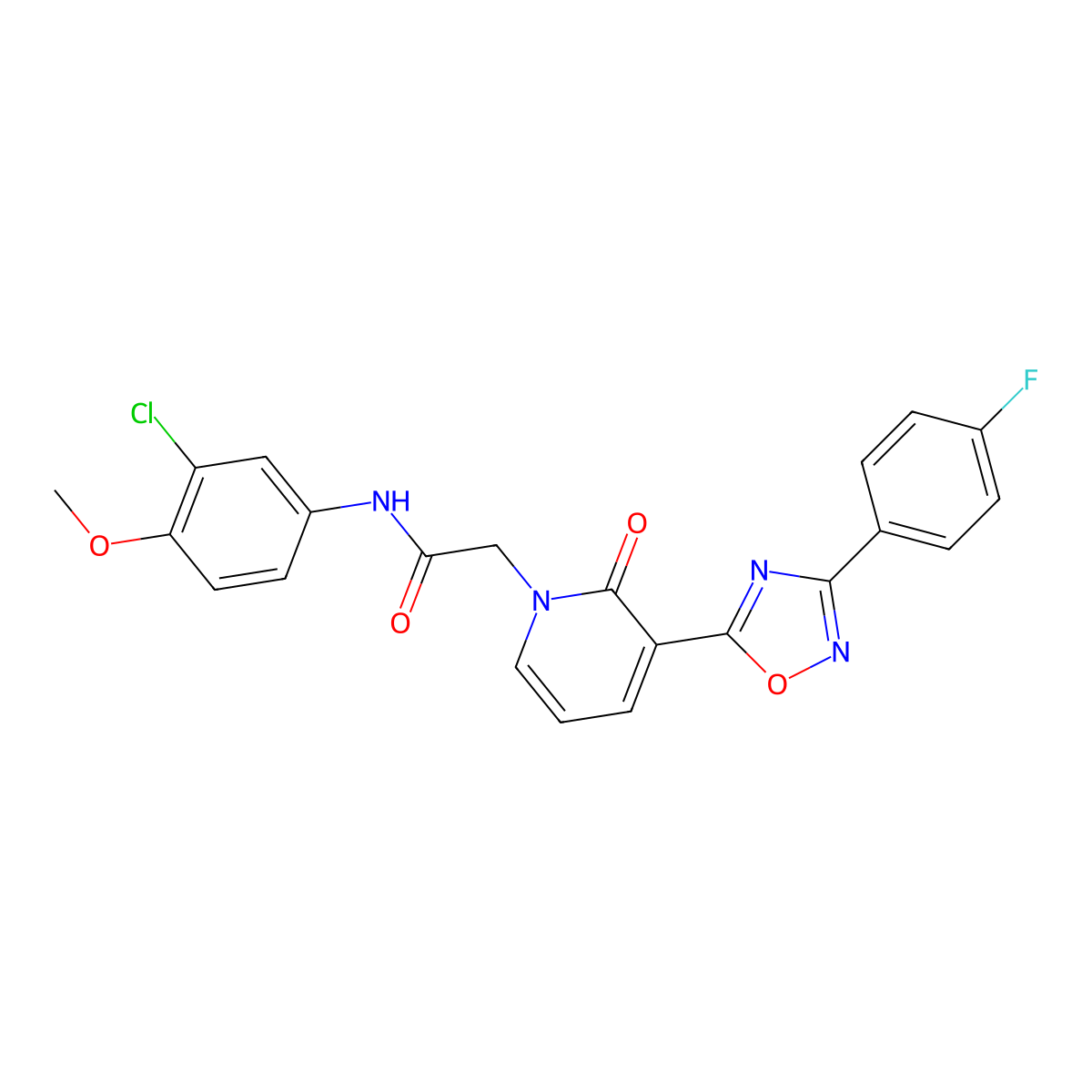 N-(3-chloro-4-methoxyphenyl)-2-(3-(3-(4-fluorophenyl)-1,2,4-oxadiazol-5-yl)-2-oxopyridin-1(2H)-yl)acetamide molecular structure, CAS 1251598-47-6