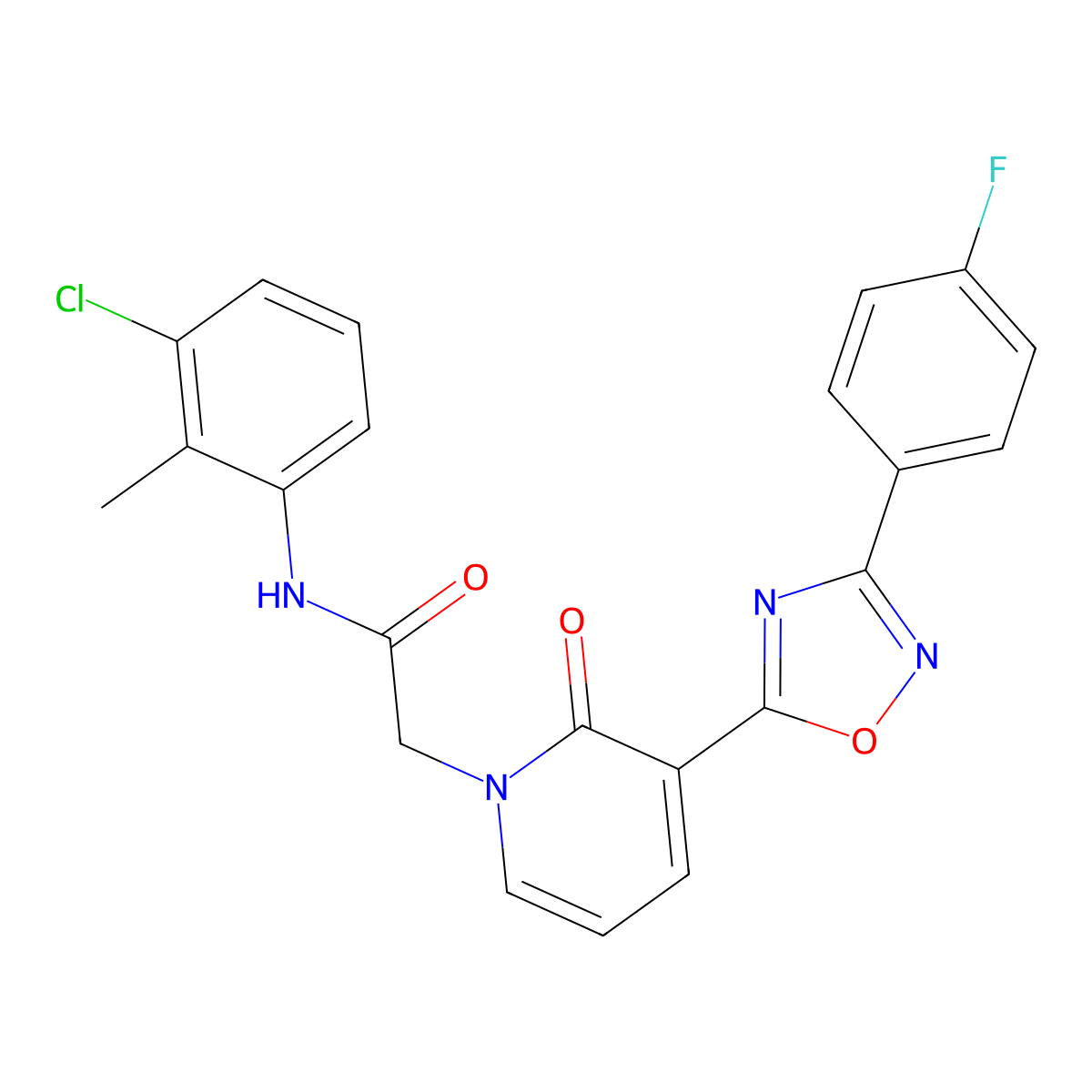 N-(3-chloro-2-methylphenyl)-2-(3-(3-(4-fluorophenyl)-1,2,4-oxadiazol-5-yl)-2-oxopyridin-1(2H)-yl)acetamide molecular structure, CAS 1251598-50-1