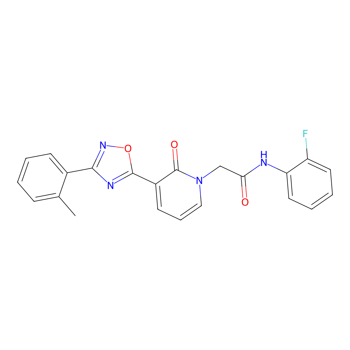N-(2-fluorophenyl)-2-(2-oxo-3-(3-(o-tolyl)-1,2,4-oxadiazol-5-yl)pyridin-1(2H)-yl)acetamide molecular structure, CAS 1251598-55-6