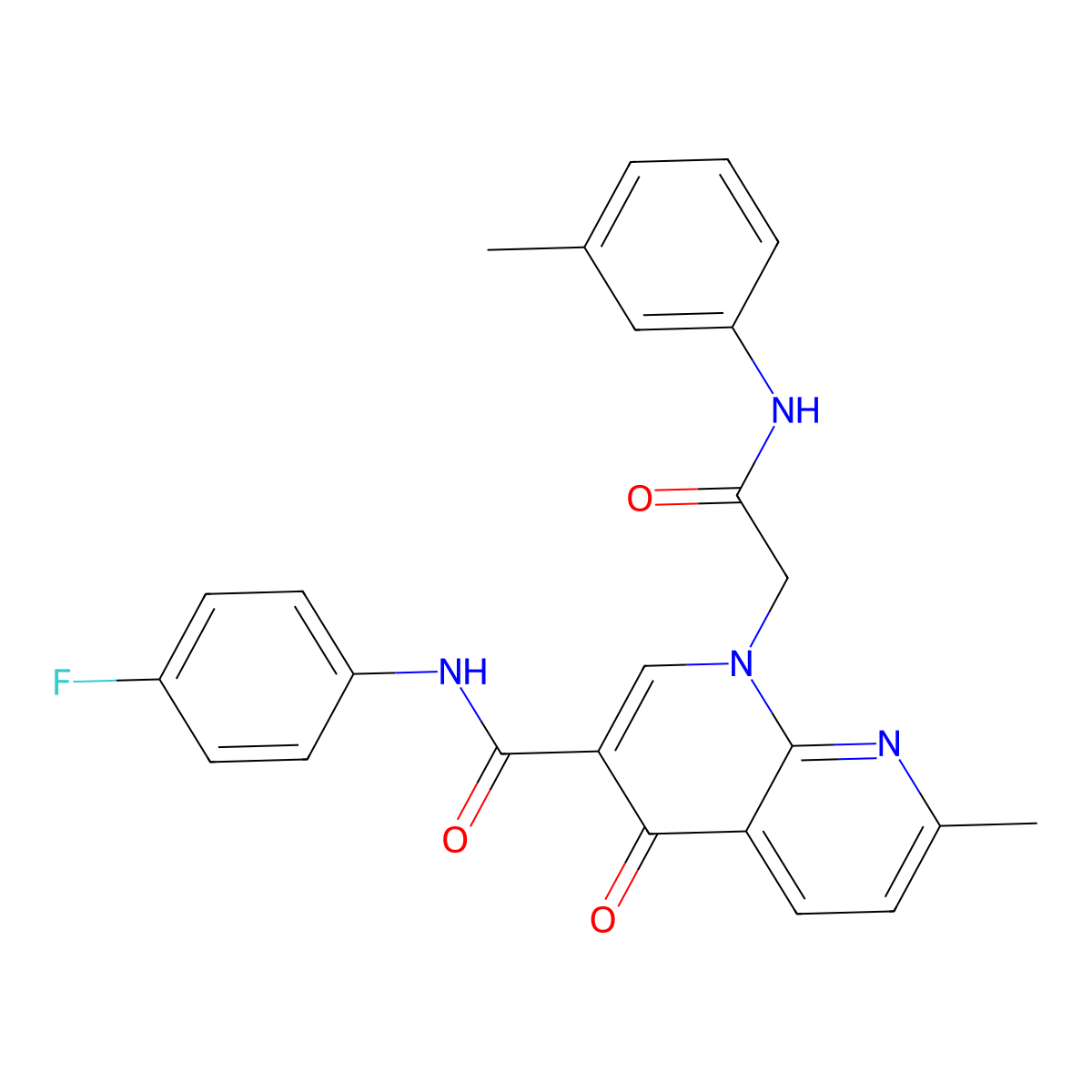 N-(4-fluorophenyl)-7-methyl-4-oxo-1-(2-oxo-2-(m-tolylamino)ethyl)-1,4-dihydro-1,8-naphthyridine-3-carboxamide molecular structure, CAS 1251598-63-6