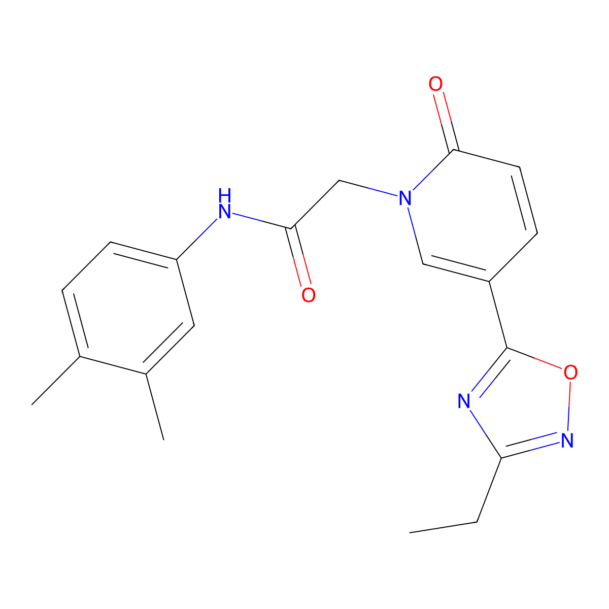N-(3,4-dimethylphenyl)-2-(5-(3-ethyl-1,2,4-oxadiazol-5-yl)-2-oxopyridin-1(2H)-yl)acetamide molecular structure, CAS 1251598-68-1
