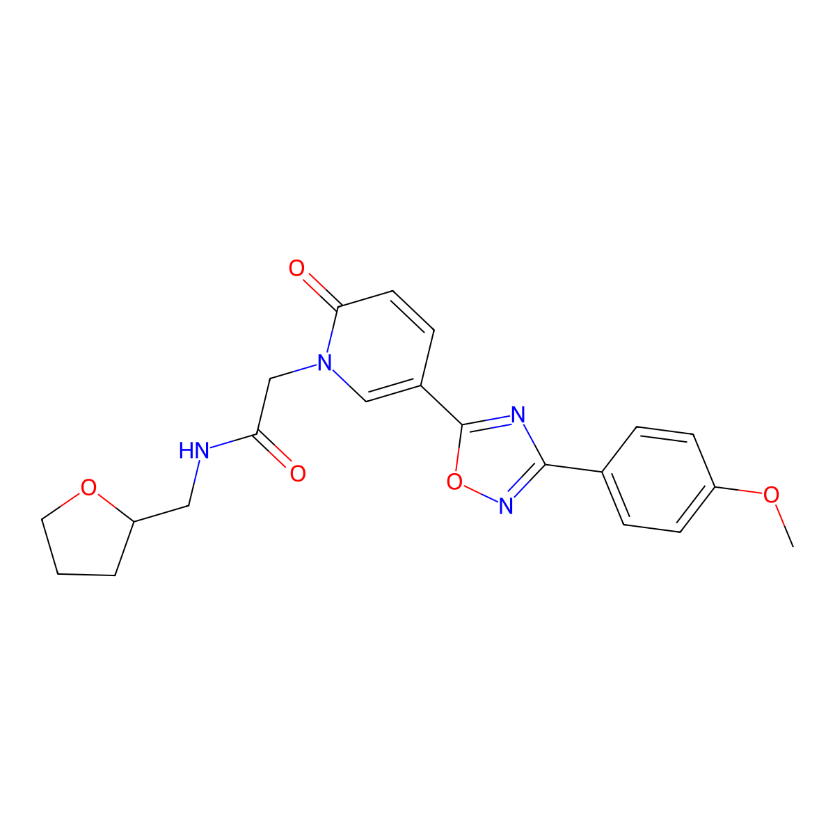 2-(5-(3-(4-methoxyphenyl)-1,2,4-oxadiazol-5-yl)-2-oxopyridin-1(2H)-yl)-N-((tetrahydrofuran-2-yl)methyl)acetamide molecular structure, CAS 1251598-74-9