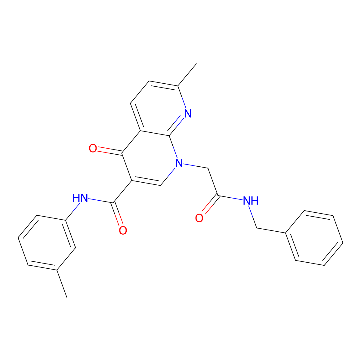1-(2-(benzylamino)-2-oxoethyl)-7-methyl-4-oxo-N-(m-tolyl)-1,4-dihydro-1,8-naphthyridine-3-carboxamide molecular structure, CAS 1251598-76-1