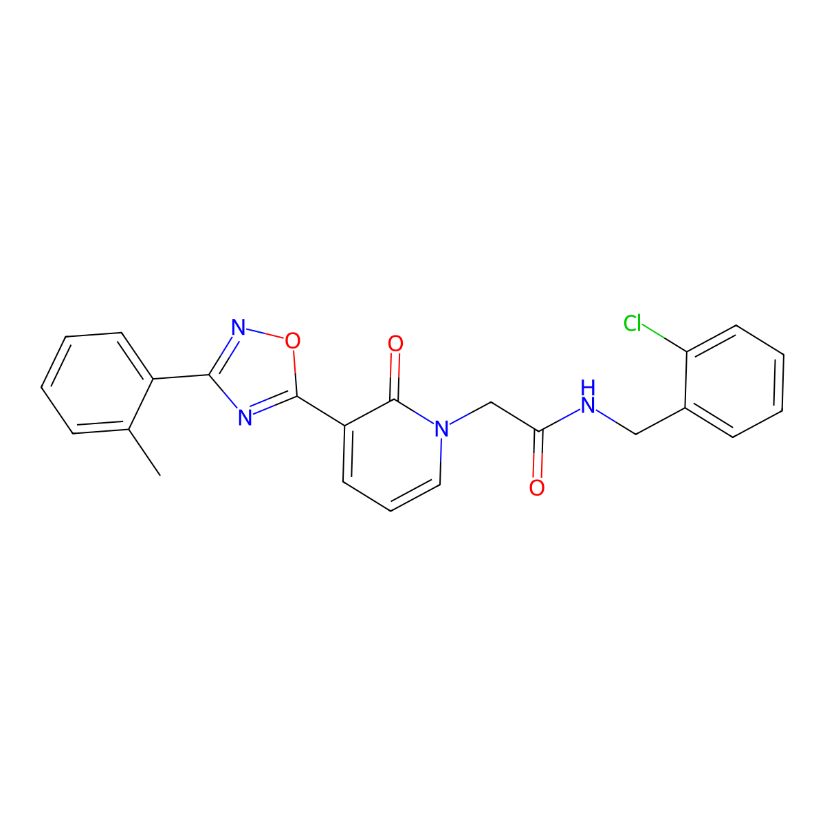 N-(2-chlorobenzyl)-2-(2-oxo-3-(3-(o-tolyl)-1,2,4-oxadiazol-5-yl)pyridin-1(2H)-yl)acetamide molecular structure, CAS 1251598-80-7