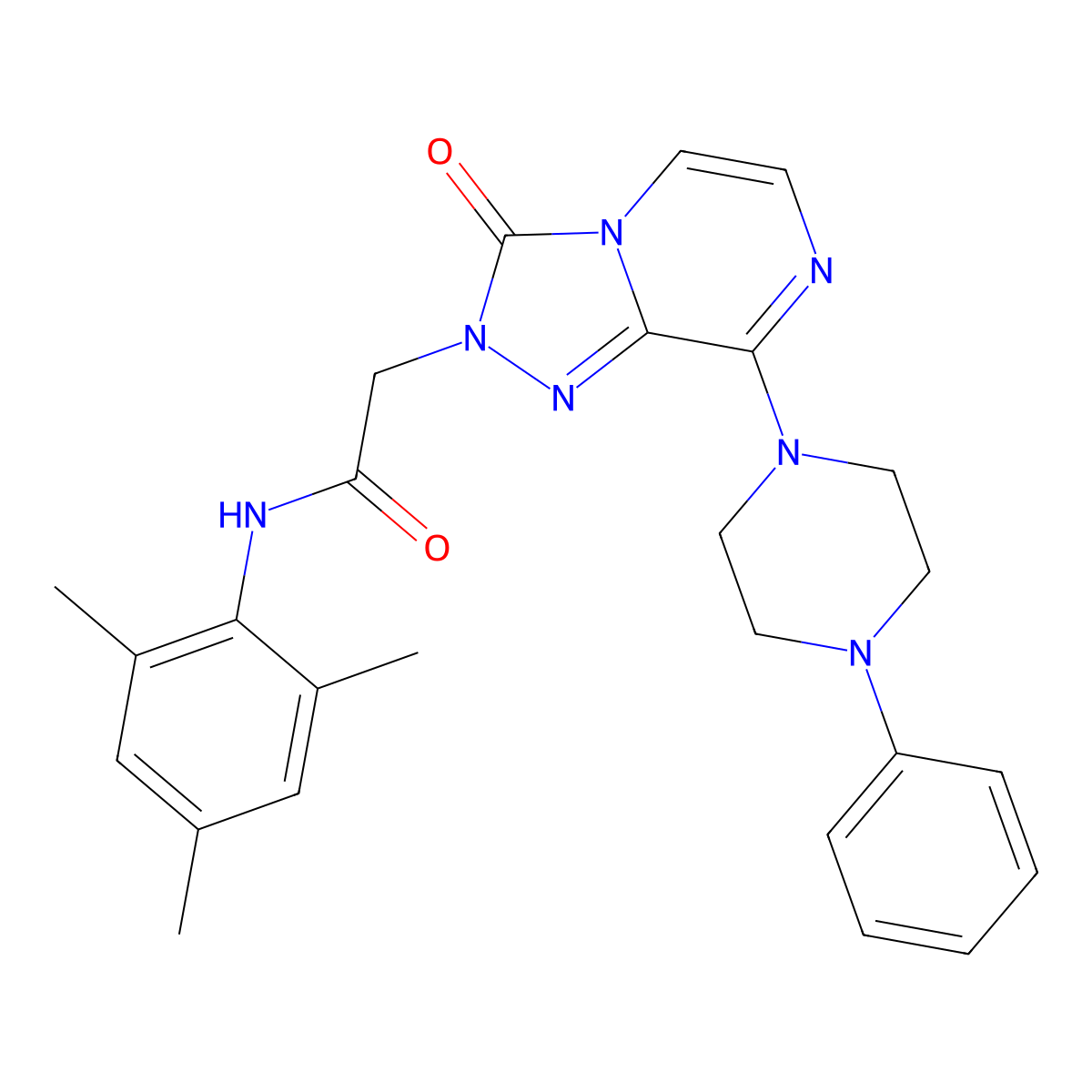 2-[3-oxo-8-(4-phenylpiperazin-1-yl)-2H,3H-[1,2,4]triazolo[4,3-a]pyrazin-2-yl]-N-(2,4,6-trimethylphenyl)acetamide molecular structure, CAS 1251598-83-0