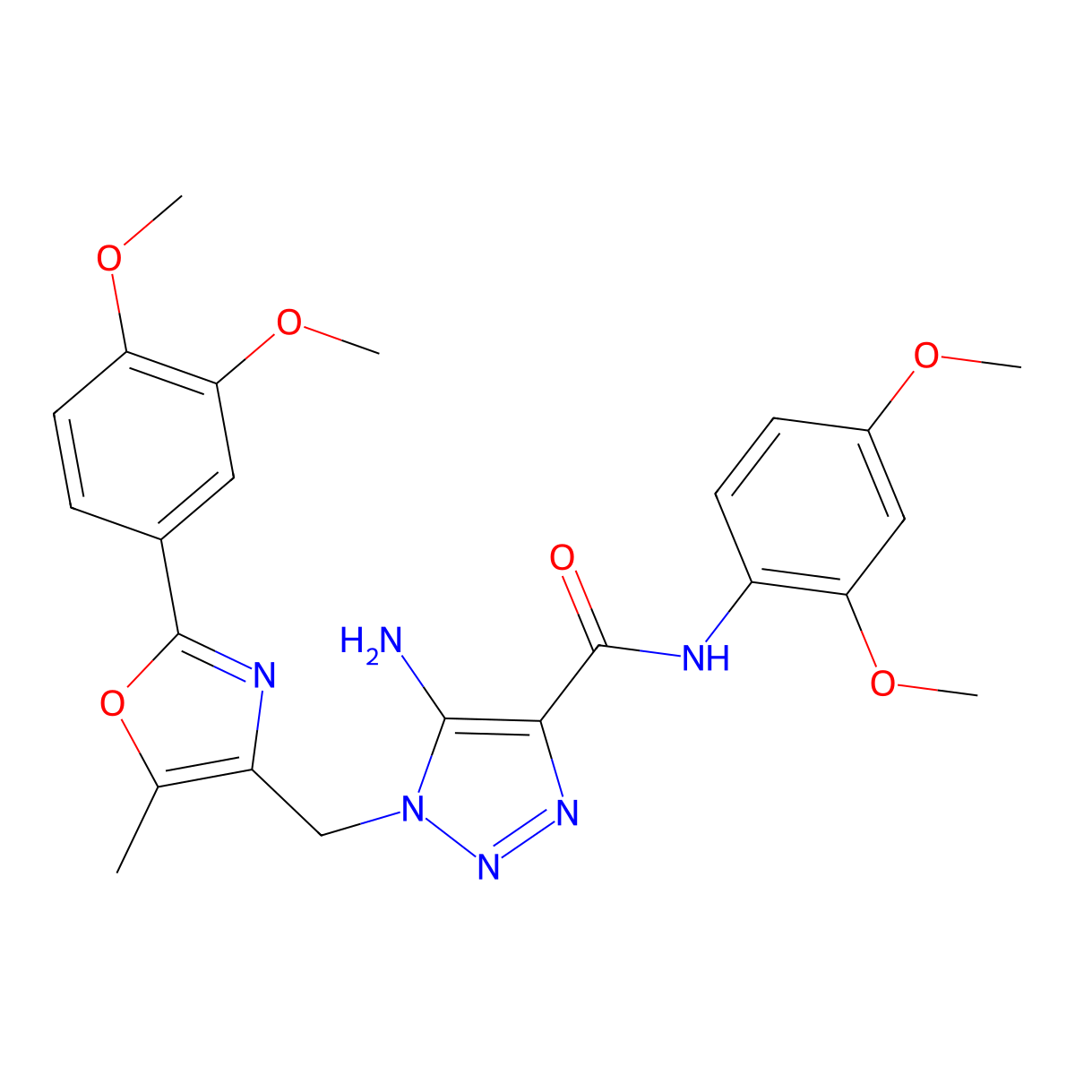 5-amino-N-(2,4-dimethoxyphenyl)-1-{[2-(3,4-dimethoxyphenyl)-5-methyl-1,3-oxazol-4-yl]methyl}-1H-1,2,3-triazole-4-carboxamide molecular structure, CAS 1251598-85-2