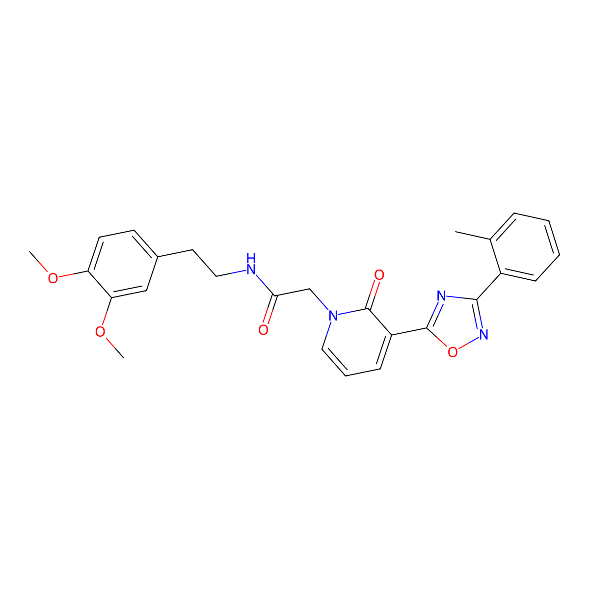 N-[2-(3,4-dimethoxyphenyl)ethyl]-2-{3-[3-(2-methylphenyl)-1,2,4-oxadiazol-5-yl]-2-oxo-1,2-dihydropyridin-1-yl}acetamide molecular structure, CAS 1251598-86-3