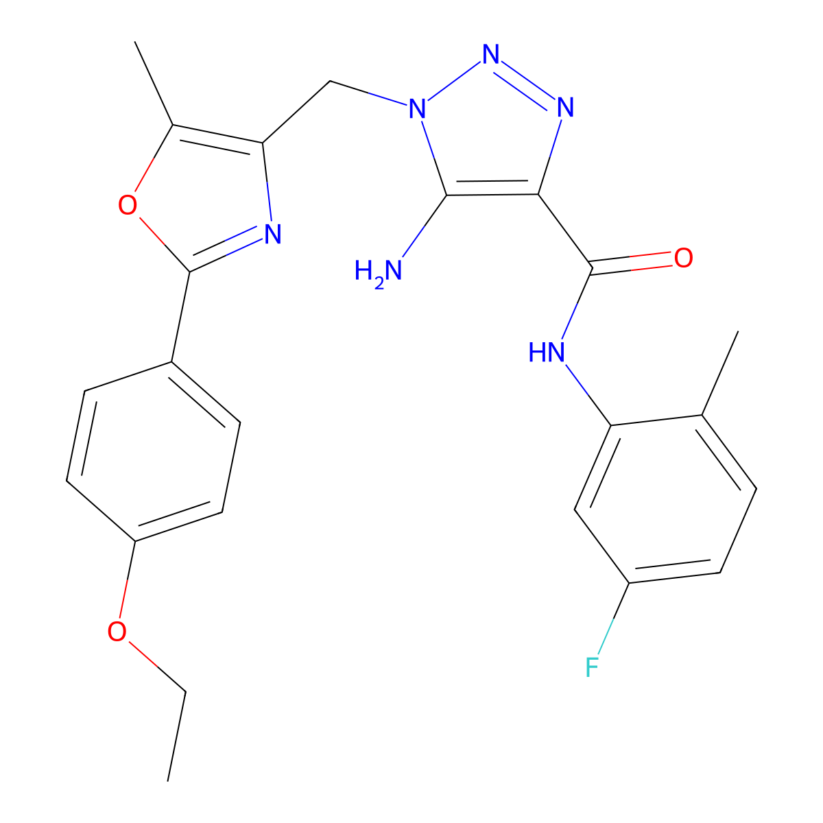 5-amino-1-{[2-(4-ethoxyphenyl)-5-methyl-1,3-oxazol-4-yl]methyl}-N-(5-fluoro-2-methylphenyl)-1H-1,2,3-triazole-4-carboxamide molecular structure, CAS 1251598-90-9