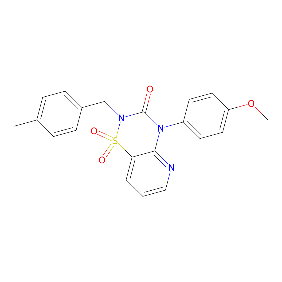 4-(4-methoxyphenyl)-2-(4-methylbenzyl)-2H-pyrido[2,3-e][1,2,4]thiadiazin-3(4H)-one 1,1-dioxide molecular structure, CAS 1251598-91-0