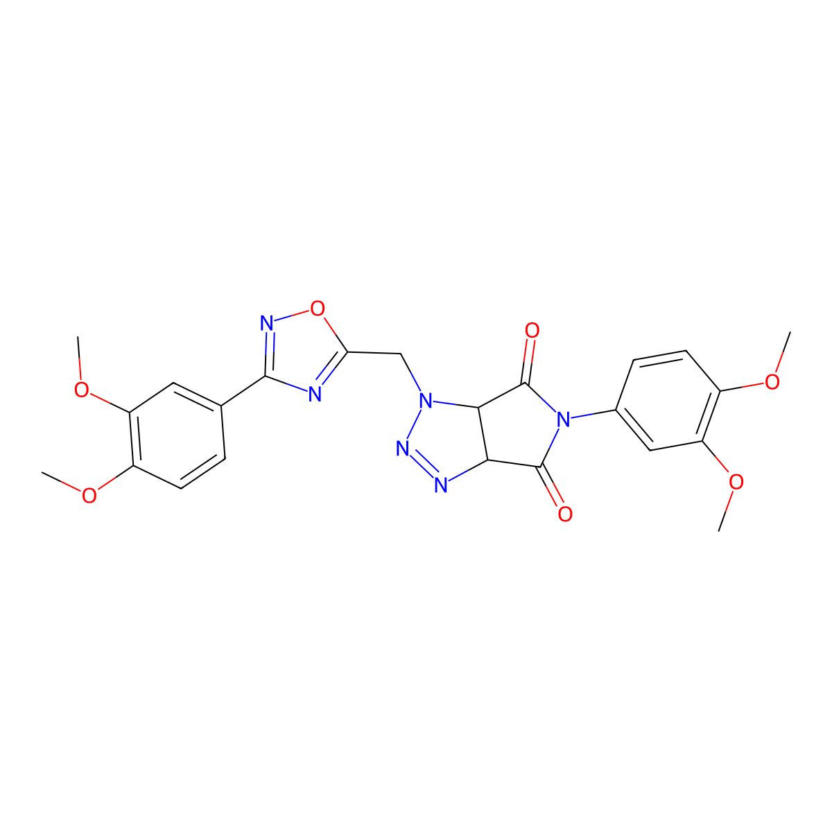 5-(3,4-dimethoxyphenyl)-1-((3-(3,4-dimethoxyphenyl)-1,2,4-oxadiazol-5-yl)methyl)-1,6a-dihydropyrrolo[3,4-d][1,2,3]triazole-4,6(3aH,5H)-dione molecular structure, CAS 1251598-93-2