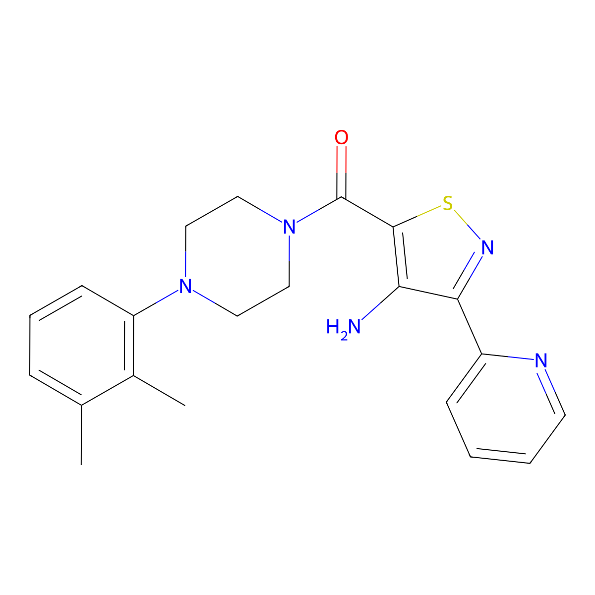 5-[4-(2,3-Dimethylphenyl)piperazine-1-carbonyl]-3-(pyridin-2-yl)-1,2-thiazol-4-amine molecular structure, CAS 1251598-98-7