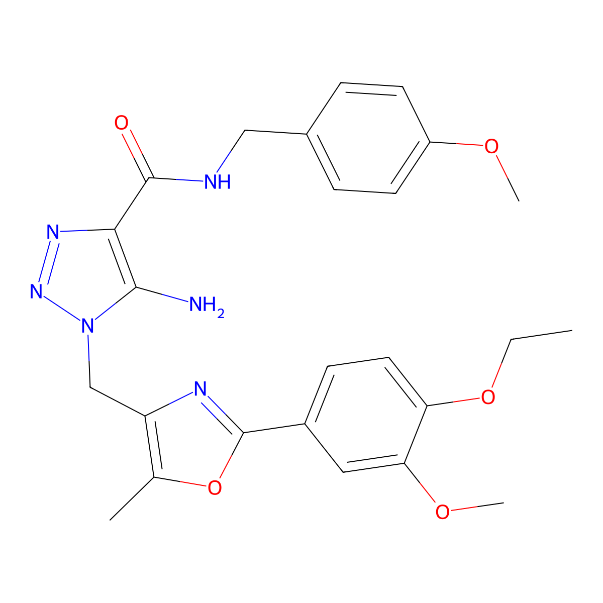 5-amino-1-{[2-(4-ethoxy-3-methoxyphenyl)-5-methyl-1,3-oxazol-4-yl]methyl}-N-[(4-methoxyphenyl)methyl]-1H-1,2,3-triazole-4-carboxamide molecular structure, CAS 1251598-99-8