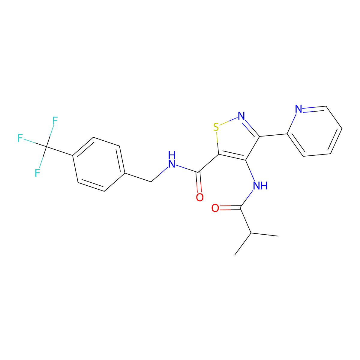4-(isobutyrylamino)-3-pyridin-2-yl-N-[4-(trifluoromethyl)benzyl]isothiazole-5-carboxamide molecular structure, CAS 1251599-04-8