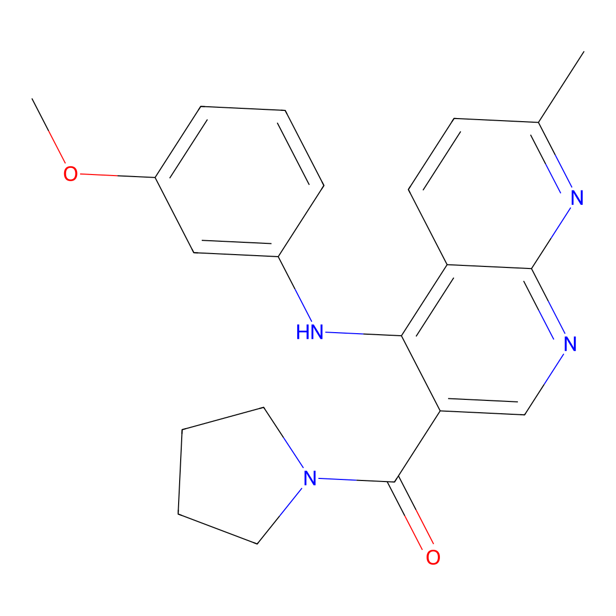 (4-((3-Methoxyphenyl)amino)-7-methyl-1,8-naphthyridin-3-yl)(pyrrolidin-1-yl)methanone molecular structure, CAS 1251599-05-9