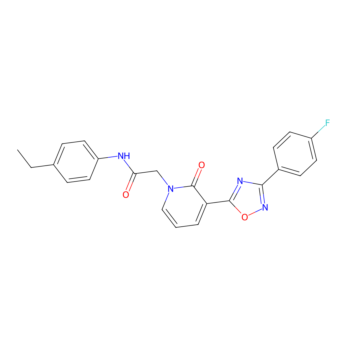 N-(4-ethylphenyl)-2-(3-(3-(4-fluorophenyl)-1,2,4-oxadiazol-5-yl)-2-oxopyridin-1(2H)-yl)acetamide molecular structure, CAS 1251599-19-5