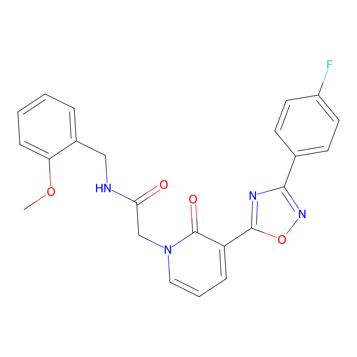 2-(3-(3-(4-fluorophenyl)-1,2,4-oxadiazol-5-yl)-2-oxopyridin-1(2H)-yl)-N-(2-methoxybenzyl)acetamide molecular structure, CAS 1251599-25-3