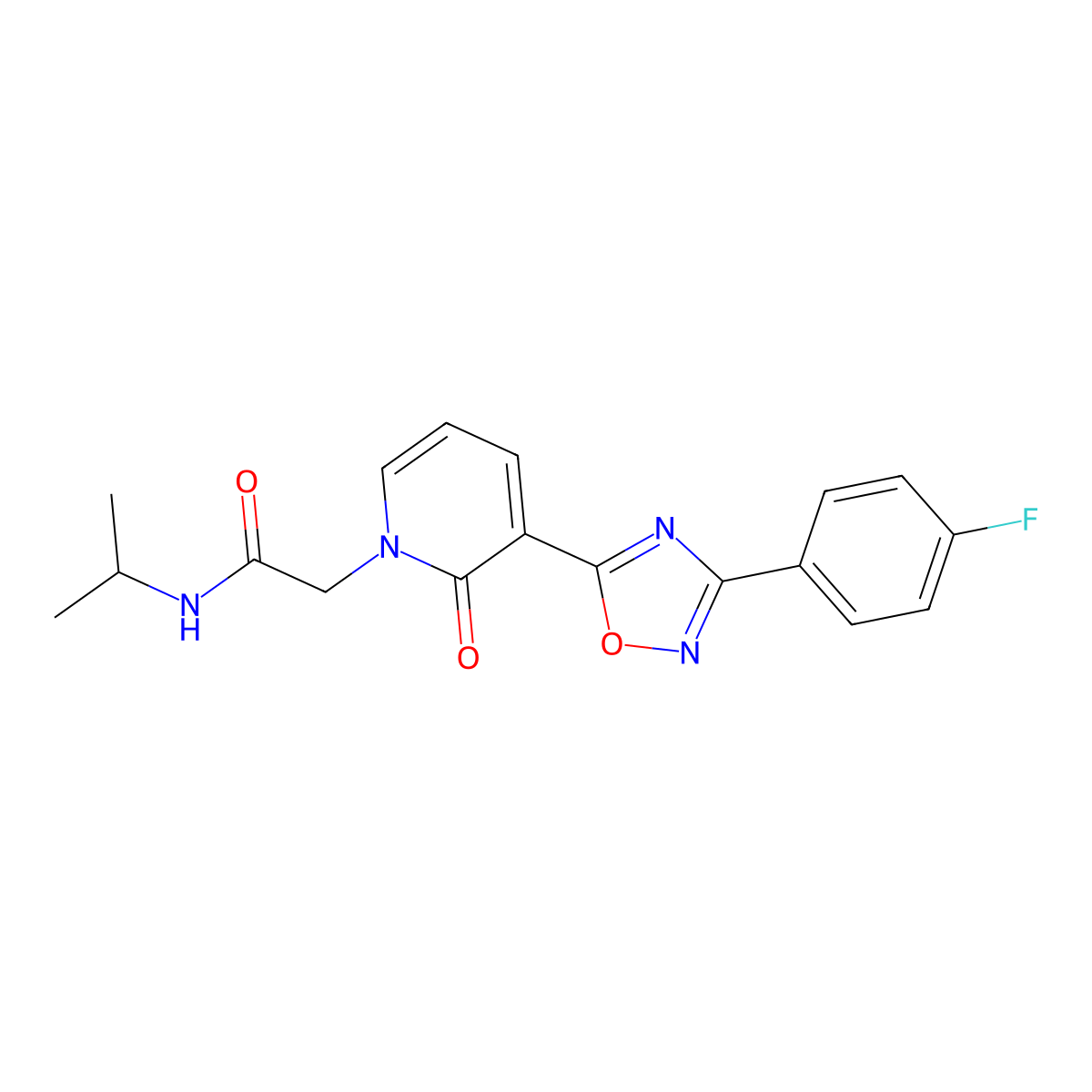 2-(3-(3-(4-fluorophenyl)-1,2,4-oxadiazol-5-yl)-2-oxopyridin-1(2H)-yl)-N-isopropylacetamide molecular structure, CAS 1251599-30-0