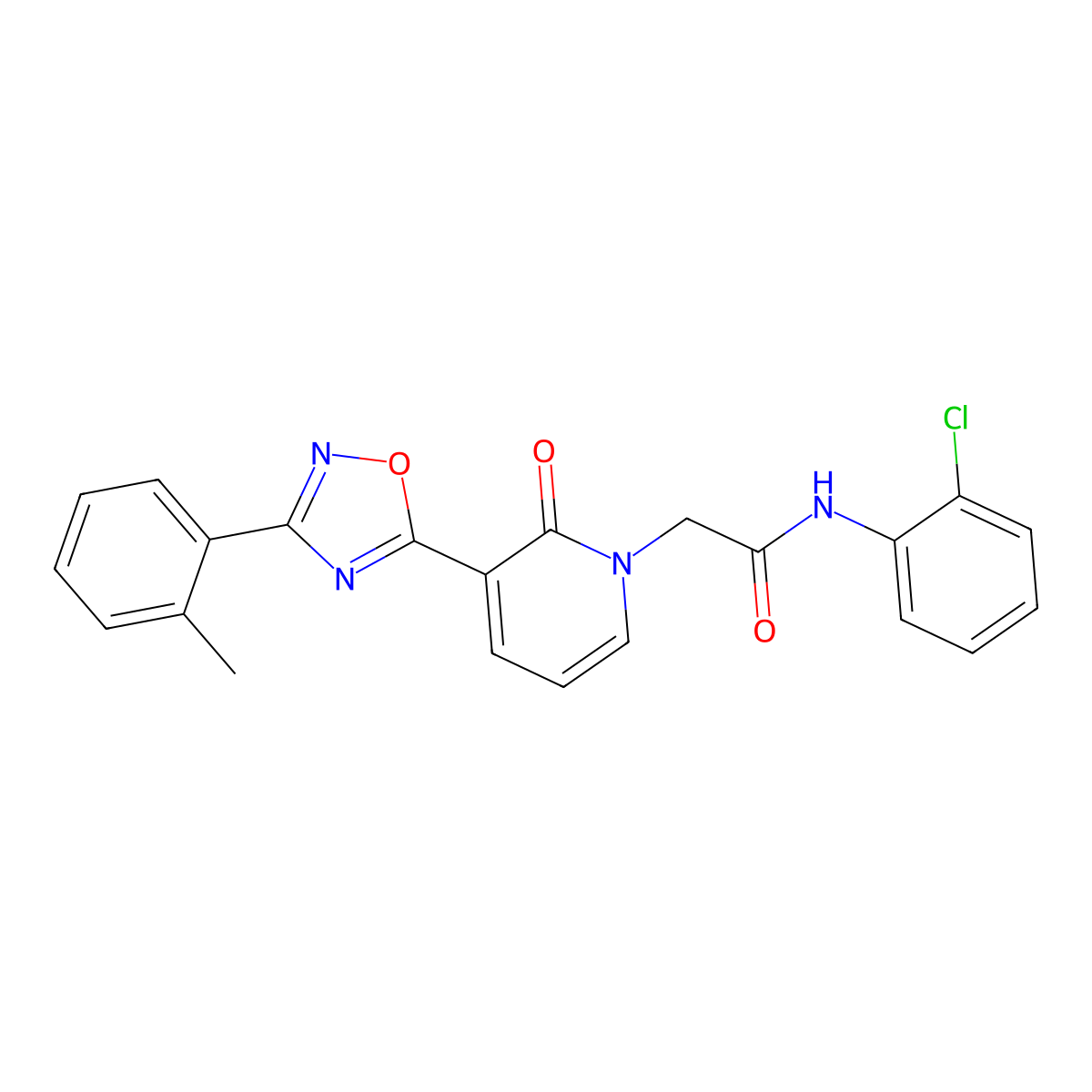 N-(2-chlorophenyl)-2-(2-oxo-3-(3-(o-tolyl)-1,2,4-oxadiazol-5-yl)pyridin-1(2H)-yl)acetamide molecular structure, CAS 1251599-34-4