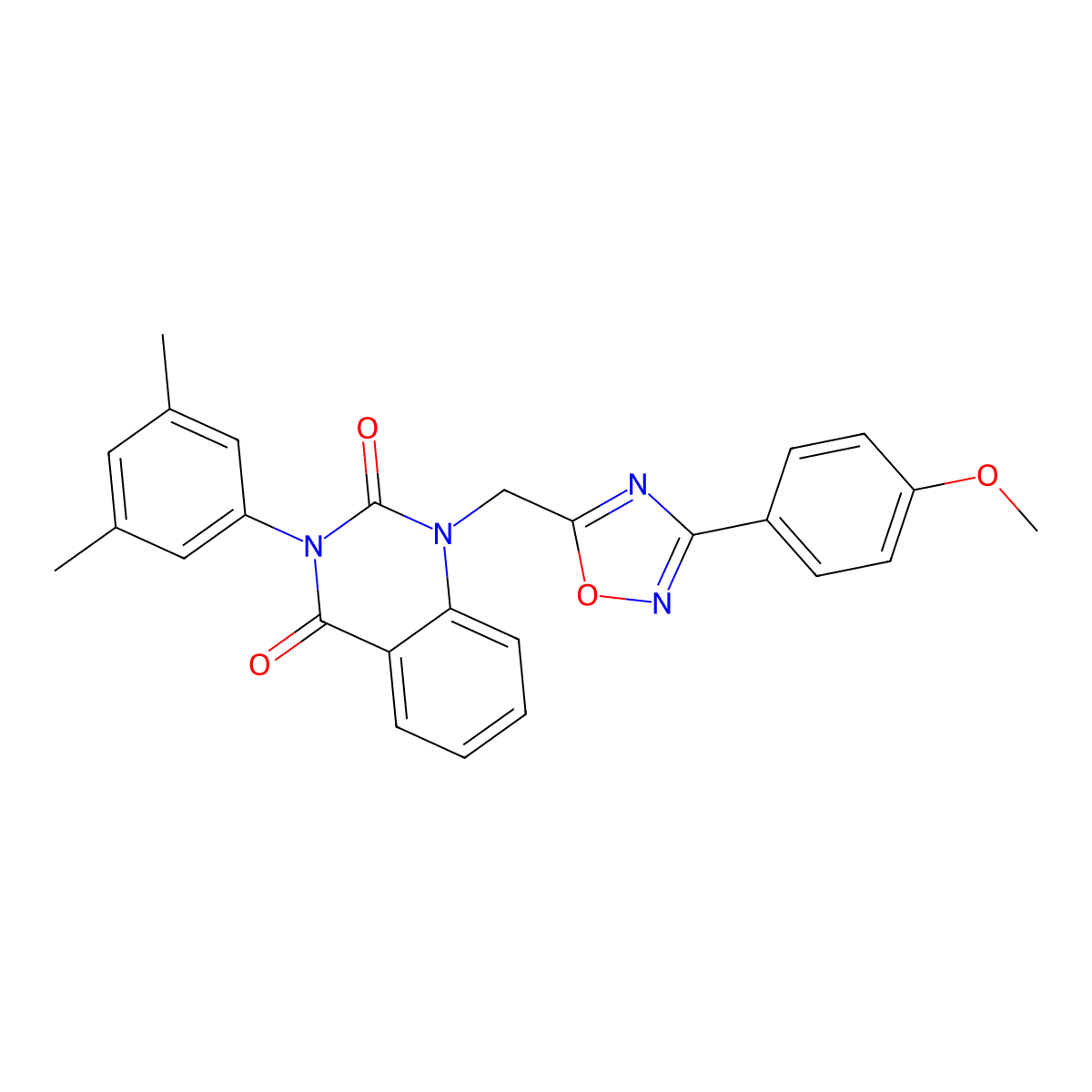 3-(3,5-dimethylphenyl)-1-((3-(4-methoxyphenyl)-1,2,4-oxadiazol-5-yl)methyl)quinazoline-2,4(1H,3H)-dione molecular structure, CAS 1251599-36-6